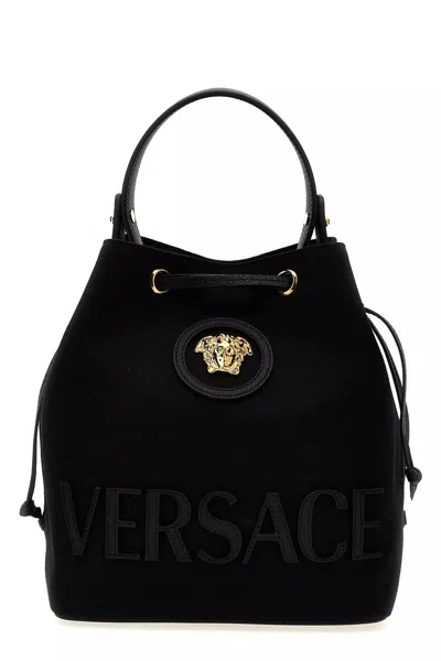 Versace Women 'la Medusa' Bucket Bag In Black