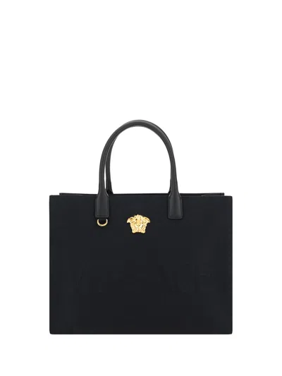 Versace La Medusa Handbag In Black- Gold