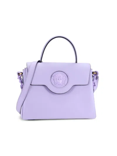 Versace Women's La Medusa Leather Top Handle Bag In Lilac