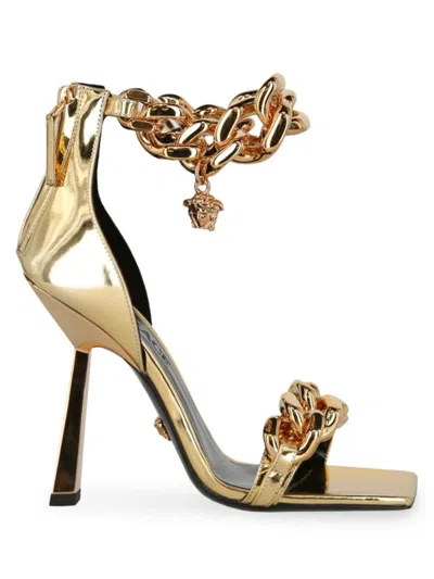 Versace Women's La Medusa Medusa Metallic Chain Sandals Sandals In Gold