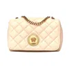 Versace Women's La Medusa Nappa Quilted Leather Chain Small Crossbody Bag In Beige In Pink