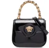 Versace La Medusa Mini Bag In Patent Leather In Black
