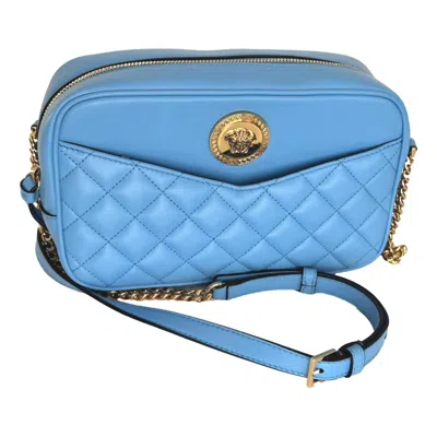 Versace Women's La Medusa Quilted Lamb Leather Medium Crossbody Bag In Blue In Burgundy
