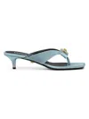 Versace La Medusa Satin Sandals In Clear Blue