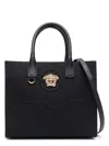 Versace Small Medusa Canvas Tote Bag In Black