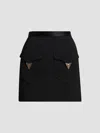 Versace Medusa-embellished Silk-trimmed Wool-blend Mini Skirt In Black