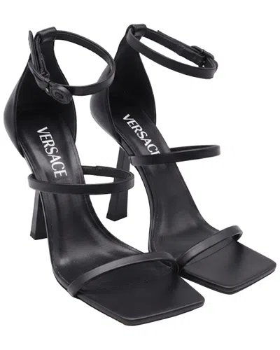 Versace Women's Leather 3-strap Safety Pin Sandal (authentic Pre-loved) In Black