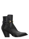 Versace Leather Ankle Boots In Black