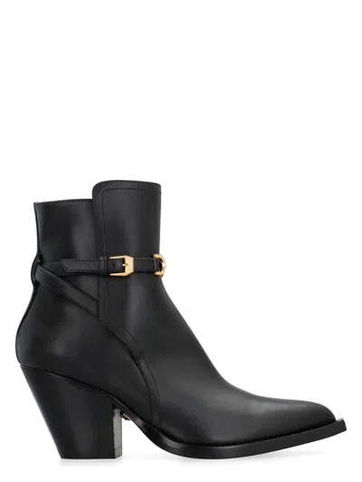VERSACE WOMEN'S LEATHER ANKLE BOOTS