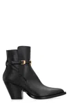 Versace Leather Ankle Boots In Black
