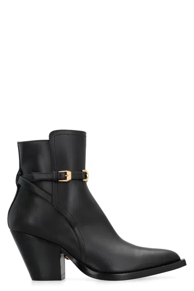 VERSACE WOMEN'S LEATHER ANKLE BOOTS