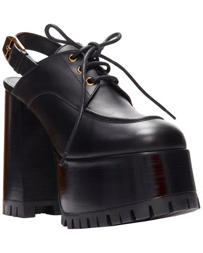 Versace Women's Leather Buckle Sling Back Platform Loafer (authentic Pre-  Loved) In Black