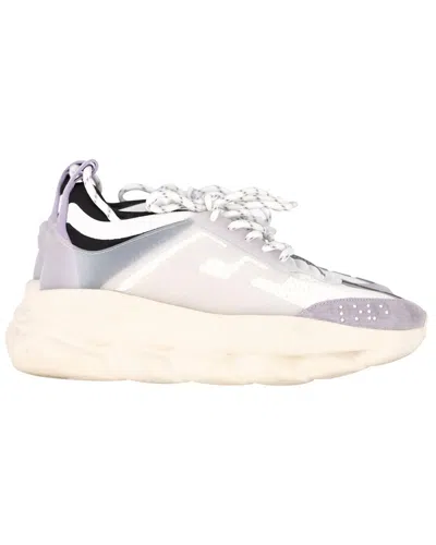 Pre-owned Versace Women's Leather Chain Reaction Sneaker (authentic Pre-loved) In Multi