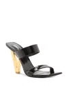 Versace Patent Leather Mules With Galvanized V-shaped Heel In Black