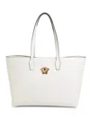 Versace Women's Leather Logo Tote In Optical White