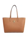 Versace Women's Leather Logo Tote In Summer Tan