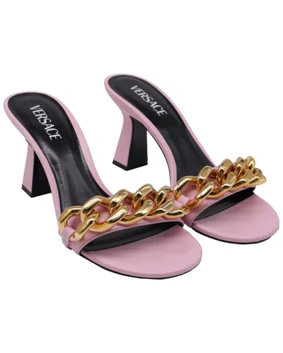 Versace Women's Leather Medusa Chain Slide Sandal Heel (authentic Pre-loved) In Purple