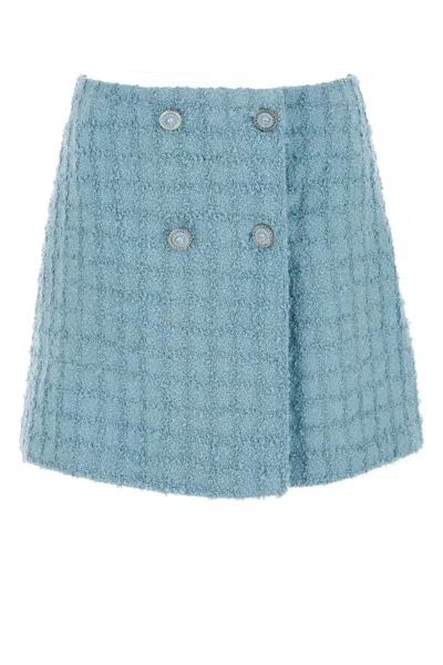 Versace Women Light-blue Boucle Mini Skirt
