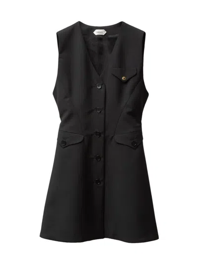 Versace Grain De Poudre Wool Mini Dress In Black