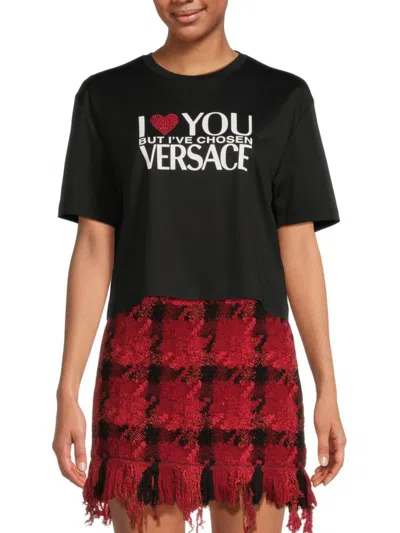 Versace Women's Logo Graphic Crop Top In Black