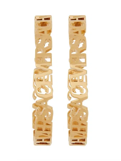 Versace Women Logo Hoop Earrings In Gold