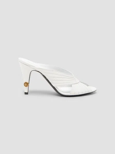 Versace Women's Medusa 90mm Leather Mules In White