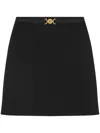 Versace Double Wool Crepe Midi Skirt In Black