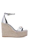 Versace Women's Medusa '95 Leather Wedge Sandals In Silver
