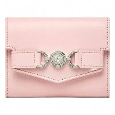 Versace Women's Medusa 95 Tri Fold Snap Wallet Card Holder In Dusty Pink