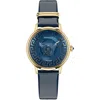 Versace Medusa Alchemy Leather Strap In Blue