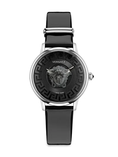 Versace Medusa Alchemy Quartz Black Dial Ladies Watch Ve6f00123 In Sapphire