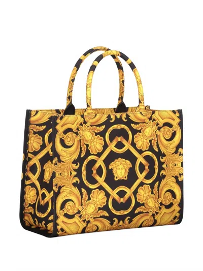 Versace Women's Medusa Barocco Canvas Tote Bag In Black