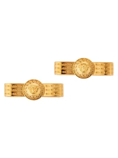 Versace Women's Medusa Bow Goldtone Stud Earrings In Orange