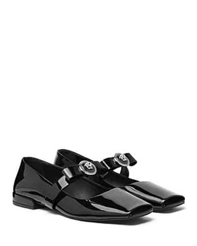 Versace 20mm Gianni Ribbon Patent Leather Flats In Black