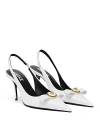 Versace Gianni Ribbon High Slingback Pumps In Optical White