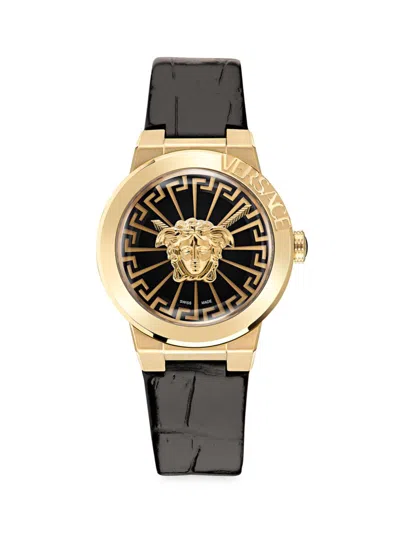 Versace Women's Medusa Goldtone Stainless Steel & Leather Strap Watch In Yellow Gold