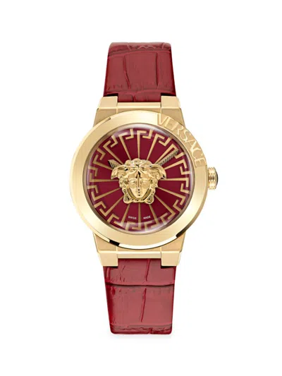 Versace Women's Medusa Infinite 38mm Stainless Steel & Leather Strap In Burgundy