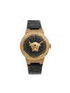 VERSACE WOMEN'S MEDUSA INFINITE IP YELLOW GOLD STAINLESS STEEL & LEATHER STRAP WATCH