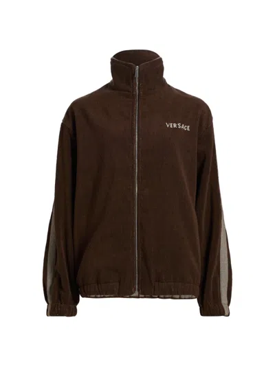 Versace Women's Medusa Jacquard Terry Full-zip Sweatshirt In Brown