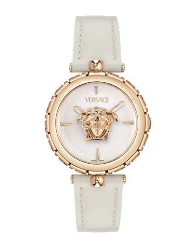 Versace Medusa Jewel Leather Watch In Gold