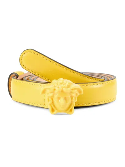 Versace Women's Medusa Leather Belt In Yellow