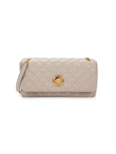 Versace Women's Medusa Leather Quilted Crossbody Bag In White