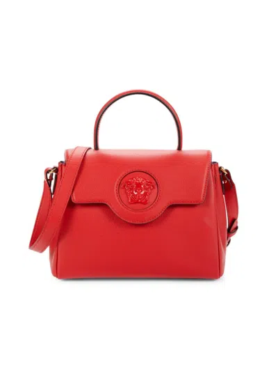 Versace Women's Medusa Leather Top Handle Bag In Bright Red