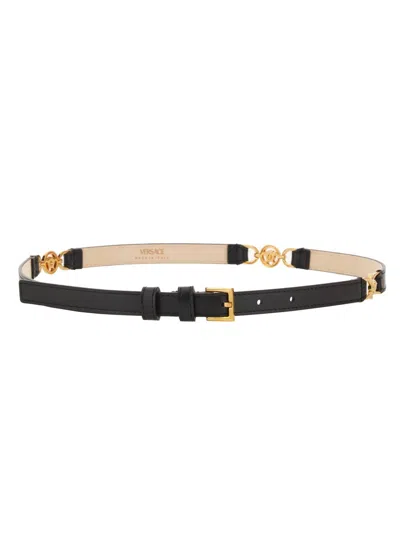 Versace Medusa-detail Leather Belt In Black