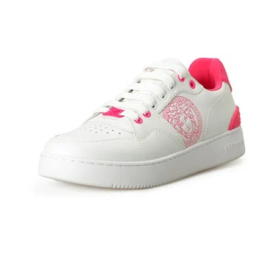 Pre-owned Versace Women's Medusa Logo Pink & White Leather Sneakers Shoes Us 11 It 41