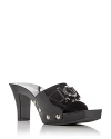 Versace Logo High-heeled Slippers In Black