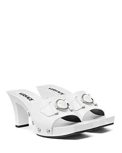 Versace Women's Medusa Medallion Heeled Sandals In Optical White