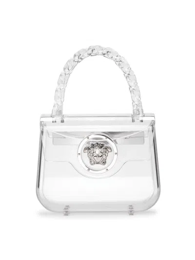 Versace Women's Medusa Mini Acrylic Top-handle Bag In Transparent Palladium