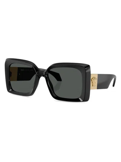 Versace Medusa Plaque Oversized Square Sunglasses In Black Gold Dark Grey