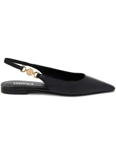 VERSACE WOMEN'S MEDUSA PLAQUE SLINGBACK BALLERINA SHOES